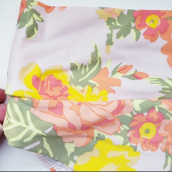 2/$25 Aerie NWT  Floral Print High Cut Cheeky Bikini Bottom -L - Picture 2 of 5